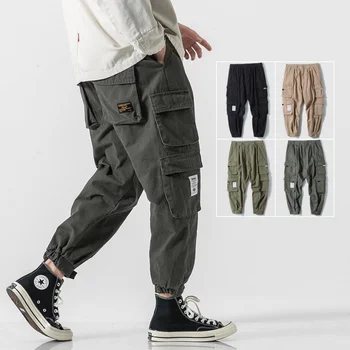 Homens coreano Estilo Casual Calças Cargo Multi-Bolsos Reta Solta Calças de Trabalho Calças Y2k Streetwear Macacão Vestuário Masculino