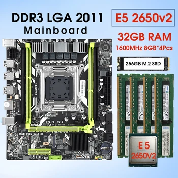 Placa-Mãe X79 Conjunto Com LGA2011 Combos Xeon E5 2650 V2 processador de 4 x 8 GB = 32GB de Memória sdram DDR3 a 1600 mhz, com 256 GB M. 2 SSD conjunto