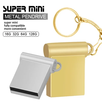 Super mini Pendrive de 64GB impermeável pen drive de 16GB 8GB de metal memoria usb flash drive 32GB memoria flash 2.0 cle stick usb chave