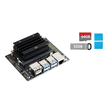 Para Jetson Nano de 4GB Developer Kit(B01) Conselho de Desenvolvimento com Placa do Núcleo+Dissipador de Calor+32G Unidade USB+64G Cartão SD+Leitor de Cartão