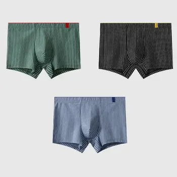 Homens Cuecas Homens de Baixo de cintura Boxers Slim Fit Listrado de Impressão Homens Respirável Macio Íntima roupas íntimas com U Convexo Design