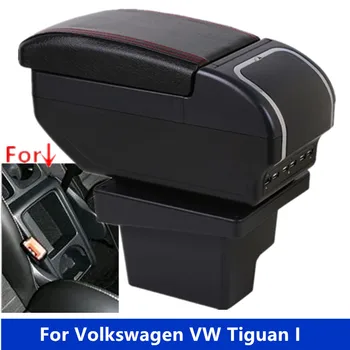 Apoio de braço Caixa Para Volkswagen VW Tiguan eu Acessórios do Carro Detalhes do Interior Peças Com Suporte de Copo Retrátil Caixa de Armazenamento USB