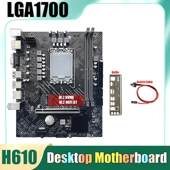 H610 placa-Mãe+Mudar+Cabo de Defletor LGA1700 DDR4 PCIE 16X Gigabit LAN Para G6900 G7400 I3 12100 I5 12500 12 de CPU