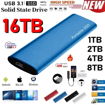 32TB 64TB Portátil SSD Tipo-C USB 3.1 500gb ssd, disco Rígido de 2TB Externo SSD M. 2 para Laptop/Desktop/Telefones/mac de Memória Flash em Disco