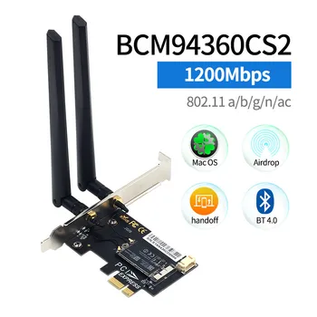 1200Mbps de Banda Dupla 802.11 ac BCM94360CS2 Wifi Placa Wlan ao ambiente de Trabalho PCIe sem Fio Bluetooth 4.0 Adaptador Para Hackintosh macOS