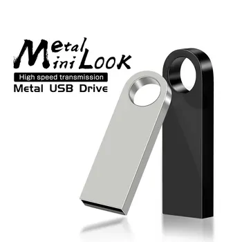 Mini Flash do USB do Metal Drive 64GB Alta Velocidade Pen Drive de 32GB Negócios Criativos Presentes Memory Stick Preto Pendrive de Prata do Disco de U