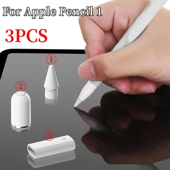 3PCS/Set Para a Apple Lápis 1ª Geração Acessórios de Substituição Caneta de Ponta de Lápis Cap Mini Conector de Adaptador de Carregamento Para iPad