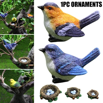 Simulação de Pássaros E Aves de Ninhos de Ornamento de Resina Falso Jardinagem Bonsai, Decoração, Acessórios Figuras & Miniaturas FU