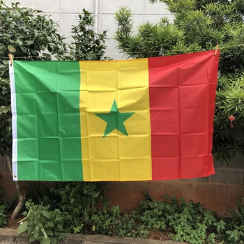 Z-UMA BANDEIRA 3x5 Pés Senegal bandeira 90X150cm Poliéster pendurar Bandeira Poli de futebol de BANDEIRA do Interior para o Exterior