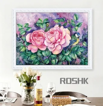 ROSHK Bela DIY ponto-Cruz atende rosa jardim secreto, de bordados, de lazer, excelente pinturas feitas por si mesmo