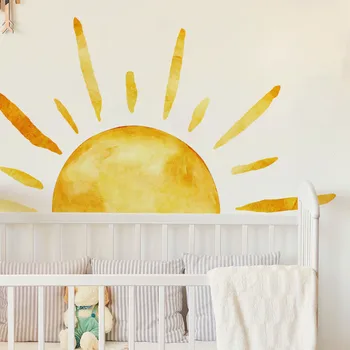 Boho Sol Adesivo de Parede DIY Removível, Auto-adesivas, pintados à Mão, Sol Decalques jardim de Infância Crianças da Creche de Decoração de Quarto de Vinil Murais