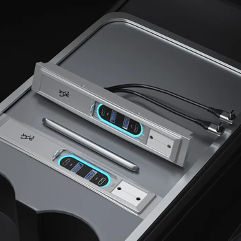 Single/Dual USB do Carro Shunt Hub 27W PD Carregamento Multiportas USB Hub USB Incorporado Console Central Tipo de Placa-C para o Tesla Model 3/Y