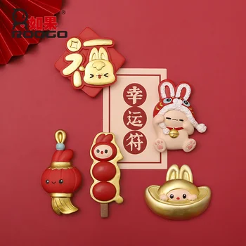 Criativo Celebração do Ano Novo Chinês do Coelho, Ano Resina Geladeira Adesivo Home DIY Magnético Adesivo de Carro da Saída de Ar