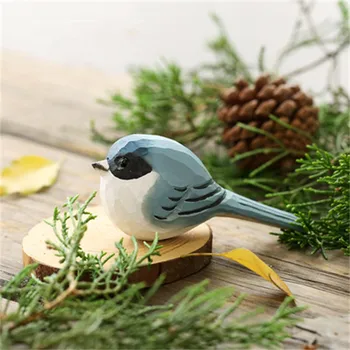 Novo No Pássaro Figurine - Madeira Pequena Ave Estátua De Arte Artesanal De Escultura Decoração Em Miniatura De Animais 2022 Casa De Enfeite De Natal