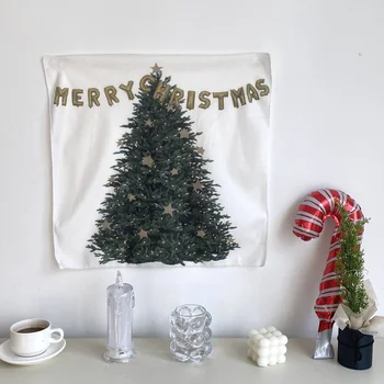 Bonito De Natal Árvore De Pinheiro Pendurada Pano De Fundo Da Paisagem Tapeçaria Casa, Sala, Quarto, Decoração De Magia Tapeçaria Cortina