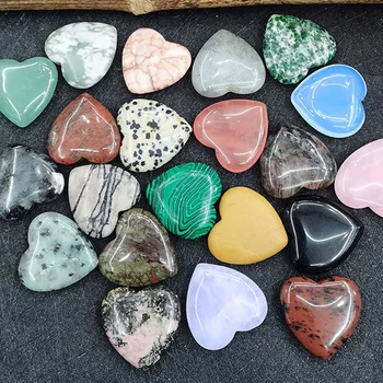 30MM Natural de Coração de Amor em Forma de Cura de Cristal de Quartzo, pedra preciosa de Pedras de Presente Para a Jóia Pingente
