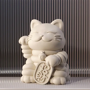 Decoração de Casa moderna Sorte Gato Esculturas, Estatuetas, Mesa de Escritório de Decoração de Acessórios de Secretária Maneki Neko Porcelana Enfeites Artesanato