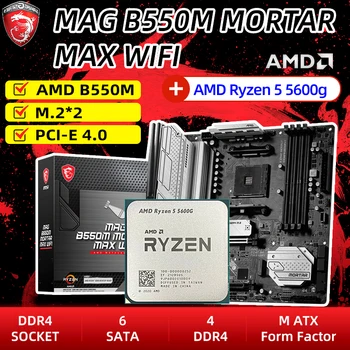 R5 5600G Processador de CPU Kit Ryzen 5 5600g +MSI MAG B550M ARGAMASSA MAX WIFI placa-Mãe Terno
