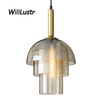 Retro Vidro Windbell Luminária De Luxo, Ferro De Suspensão A Luz Do Átrio Corredor, Sala De Jantar, Quarto De Suspensão Lustre Teto