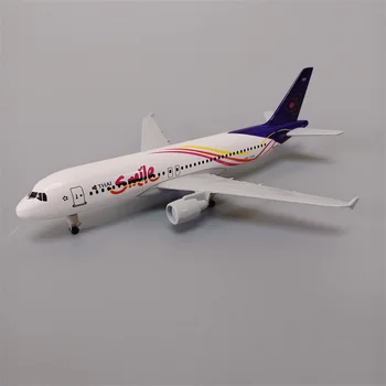 19cm de Liga de Metal Tailândia Ar Sorriso Tailandês Airbus 320 A320 companhias Aéreas de Avião Modelo Fundido Avião Modelo w Rodas de Carrinho de Aeronaves
