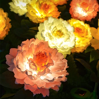 LED Solar da Flor Montados no Chão Tipo Impermeável Lâmpada de Simulação de Peônia Rosa Flor de Luz Para o Pátio Exterior do Jardim da Lâmpada Noite