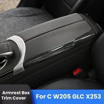 Para a Mercedes-Benz (C W205 / GLC X253) de Fibra de Carbono de Cor do Interior do Carro Consola Central com apoio de Braço Caixa de Guarnição Tampa da protecção
