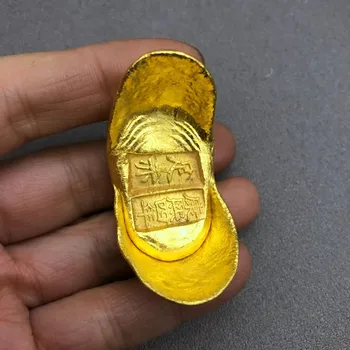 Retro Dourada Kangxi Ano Pé Vermelho Ouro Lingote Enfeites