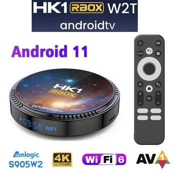 Smart TV CAIXA de HK1 RBOX W2T Android 11 ATV 4G 32GB 64G 2,4 G/5G Wifi, BT 4K 3D AV1 Google Voice Controlar o Media Player Set-Top Box