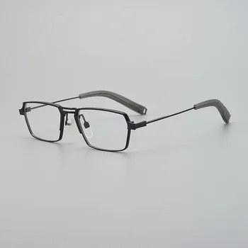 Alta qualidade Vintage Praça de Titânio Óculos de Armação Homens Mulheres Retro Miopia Óptico de Prescrição DTX-105 Marca de Luxo Óculos