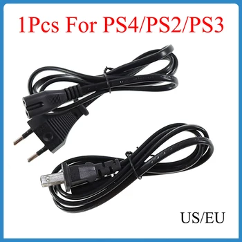 1Pcs 2 pinos US/UE Para PS4 Cabo de Energia do Console Para Sony PS2/PS3 Geral 8-Letra da Energia de Ligação do Anfitrião de Cabo de Jogo Substituição de Peças de 1M