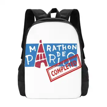 Maratona De Paris-Concluída Padrão De Moda Design De Viagem Portátil Escola De Mochila Saco Maratona De Paris, França Formação De Execução