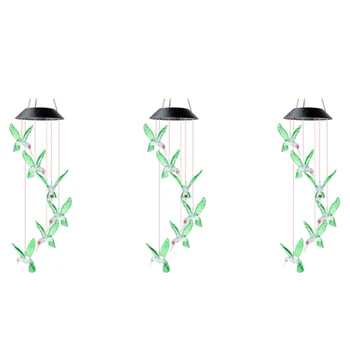 3X LED Solar Wind Chime Lâmpada Pássaro do Vento Chime Lâmpada de Pingente Wind Chime Lâmpada Decorativa Mudança de Cor da Lâmpada a Lâmpada Solar