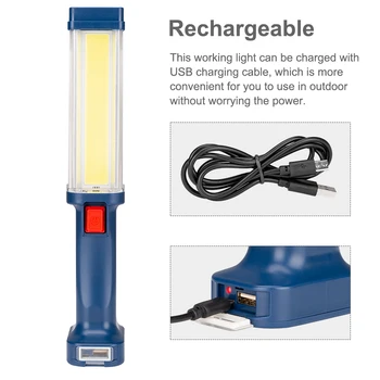 ZK40 Luz de Trabalho USB Recarregável Lanterna Rodado Holofotes da ESPIGA Luzes de Emergência Lanterna de Iluminação Ferramenta para Inspeção