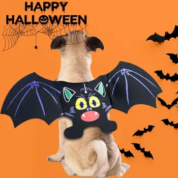 Animal De Estimação Vestido De Halloween Asas De Morcego De Estimação Traje Colorido Impresso Fixador De Banda Fácil De Usar Regulável Para Cães E Gatos