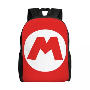 Super Marios Logotipo M Mochila para Homens Mulheres Escolar de Estudantes Universitários Bookbag se Encaixa 15 Polegadas Laptop Moda dos desenhos animados Jogo Sacos de