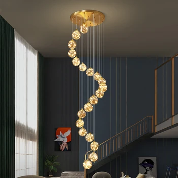 Luminária Led de Arte Lustre de Sala de Luz, Decoração de Natal, Decoração de Cobre Estrelas Escada Simples de Luxo Criativo Villa LOFT