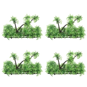 4 Pcs 3.9 Polegadas De Altura Artificial De Coco, Palma De Plantas Para Aquário Aquário Verde