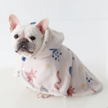 Bulldog Francês Impressão De Osso Bonito Médio Pequeno Animal Cachorro Cobertor De Inverno Animal De Estimação Capuz Do Manto Com Capuz Do Traje Gato De Interior Cama De Pijama