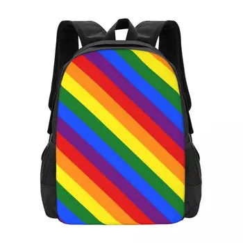 LGBT do arco-íris Bandeira do Orgulho Gay Mochila Listras Feminino de Poliéster Diário Mochilas de Impressão Legal mochilas Escolares Mochila