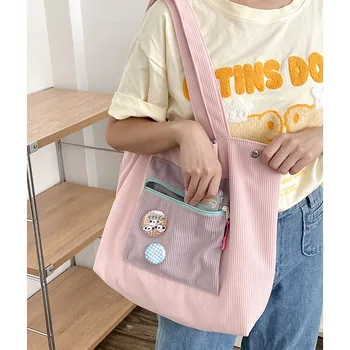 Mulheres De Veludo Saco De Bolsas De 2023 Coreano Moda Cor-De-Rosa Candy Color Sacos De Grande Capacidade Cliente Tote Meninas Livros Sacos
