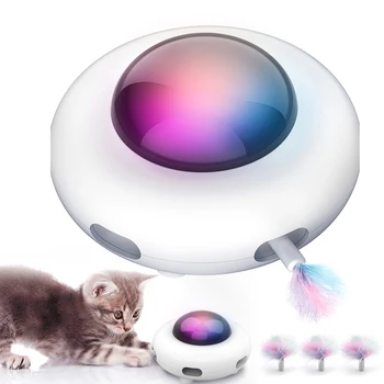 O Brinquedo do gato Inteligente Teaser UFO Auto Assistida Gato Teaser Limpeza do Cabelo do Gato de Carregamento USB Gato Teaser Pena Interativo Auto Suprimentos