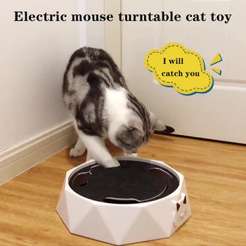 O Brinquedo Do Gato Elétrico Mouse 2 Engrenagem Ajustável Gatos Mesa Giratória Jogo Interativo De Treinamento De Filhote De Gato Fontes De Juguetes Para Gatos