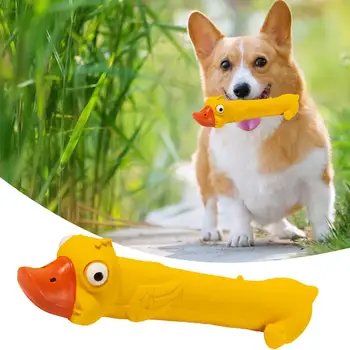 Dentes de Moagem de Látex Brinquedo do Cão Durável Squeak Brinquedo do Cão Bonito Pato Amarelo Design de Dentes Tédio Alívio de Saúde bucal para o Active
