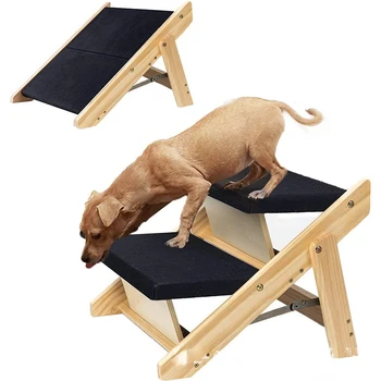 Inovadoras de Bambu animal de Estimação Escadas para Cães e Gatos - Dobrável e Acessível Cama Escada