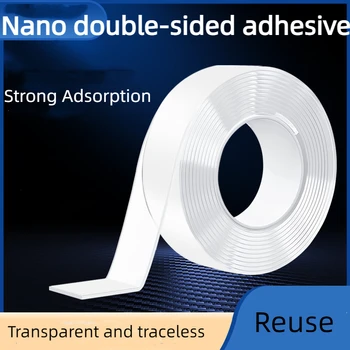 Transparente Adesiva Dupla-Face Traceless Forte Impermeável Invisível Fita Resistente À Temperatura Reutilizáveis Forte Ductilidade