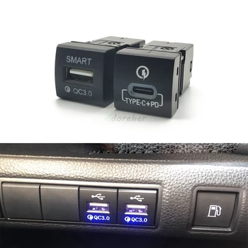 Carro Modificado Isqueiro do Cigarro do Carregador do Telefone Dual USB Tipo-c PD Carga Rápida Tomada de Interface para Toyota PRADO 2018-2022