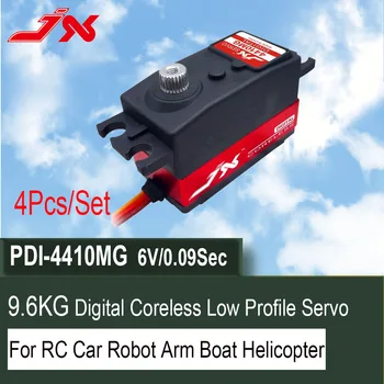 4Pcs/Set JX Baixo Perfil de Servo-PDI-4410MG 9,6 Kg Grau Elevado de Precisão Metal Gear Digital Coreless RC Servo Para 1/8 1/10 Carro de tração