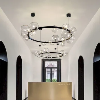 LED moderna de Vidro Bolha Lustres Casa Interior de Teto, luminária de estar Sala de Jantar Mesa de Restaurante Designer de Iluminação