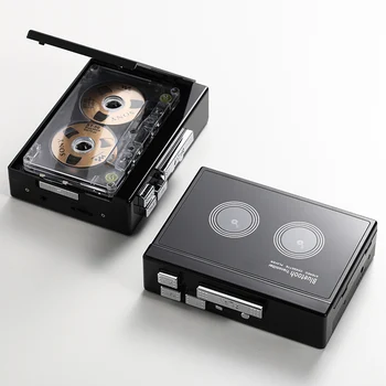 Preto Retro Estéreo Leitor De Cassetes Walkman De Fita Cassete De Áudio E Músicas De Auto Reverse Com Bluetooth