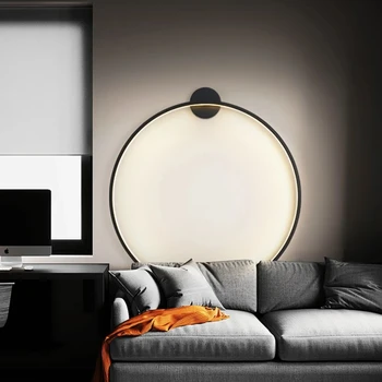 Círculo Lâmpada de Parede de Fundo Decor Luzes Simplicidade Moderna de Design de Arte LED Redondo Candeeiro de Parede para Sala de estar Sofá da Parede do Anel de Lâmpadas